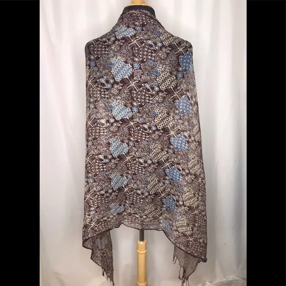 Sheer silk scarf fringe trim